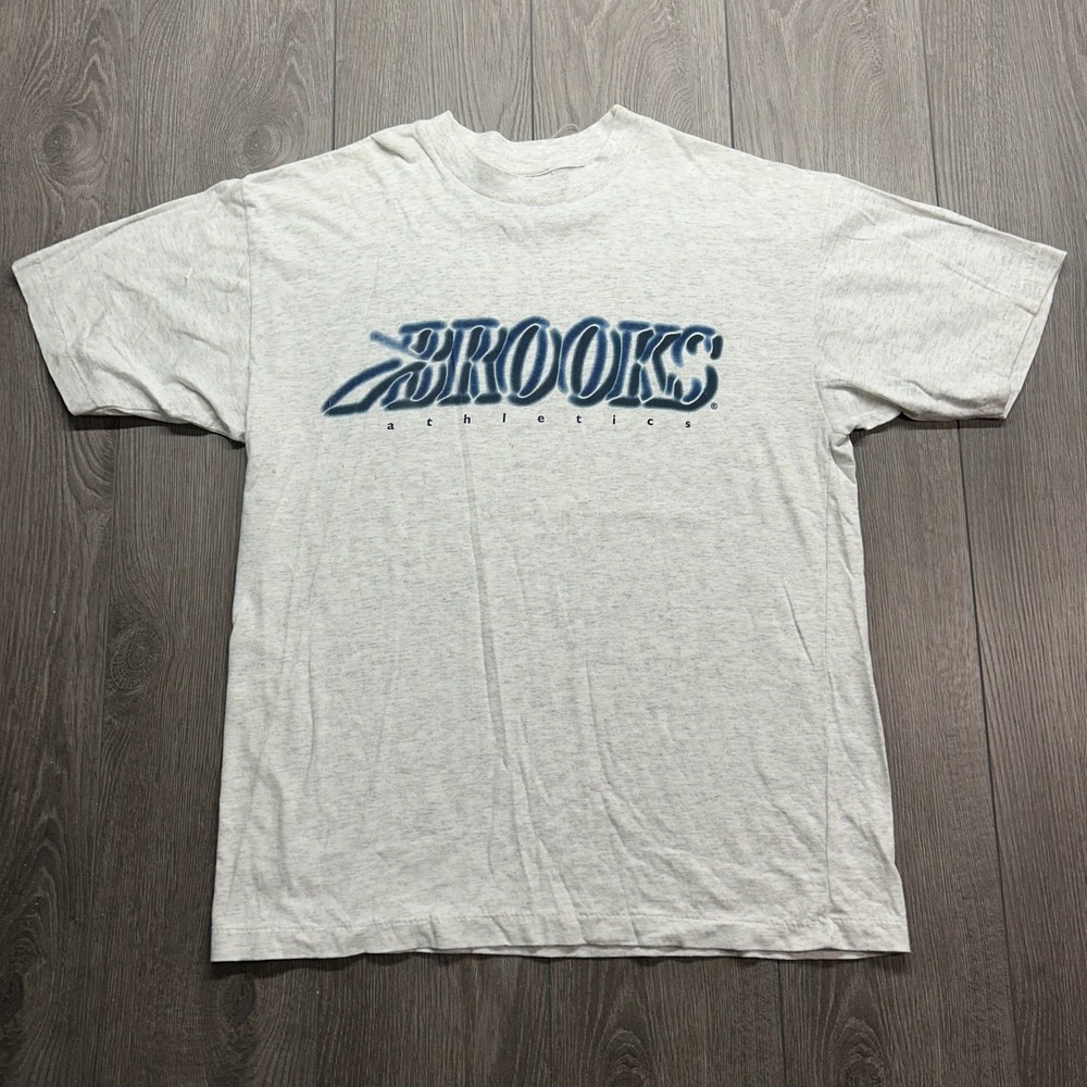Vintage 90s Brooks Athletics T Shirt Mens Large Gray Graphic Tee Made in Canada